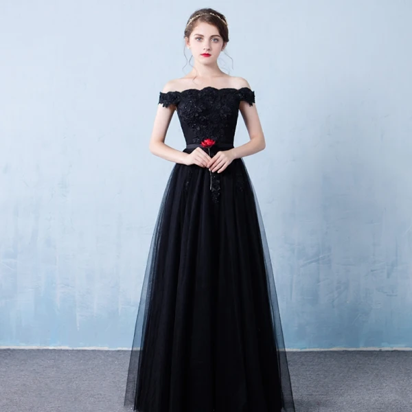 Chic / Beautiful Evening Dresses 2017 A-Line / Princess Lace Flower Pearl Artificial Flowers Off-The-Shoulder Backless Short Sleeve Floor-Length / Long Formal Dresses