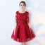 Chic / Beautiful Homecoming Graduation Dresses 2017 A-Line / Princess Lace Flower Scoop Neck 1/2 Sleeves Short Formal Dresses