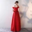 Chic / Belle Rouge Robe De Soirée 2017 Princesse Dentelle Fleur Paillettes De l'épaule Dos Nu Manches Courtes Longueur Cheville Robe De Ceremonie