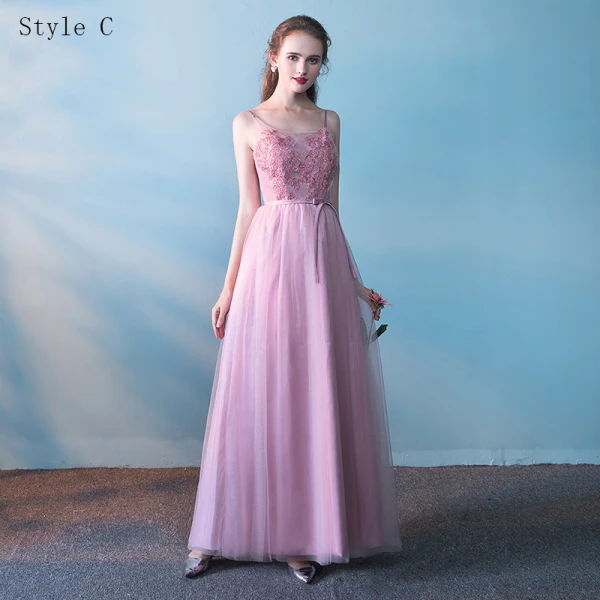 Chic / Belle Robe Demoiselle D'honneur 2017 Princesse Dentelle Fleur Noeud Dos Nu Longueur Cheville Demoiselle D'honneur Robe Pour Mariage
