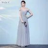 Hermoso Azul Cielo Vestidos De Damas De Honor 2017 A-Line / Princess Sin Espalda La altura del tobillo La Dama De Honor Vestidos para bodas