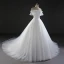 Chic / Belle Robe De Mariée 2017 Robe Boule En Dentelle Fleur Paillettes De l'épaule Dos Nu Manches Courtes Royal Train