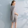 Amazing / Unique Party Dresses 2017 Sheath / Fit Beading Rhinestone Scoop Neck Long Sleeve Short Formal Dresses