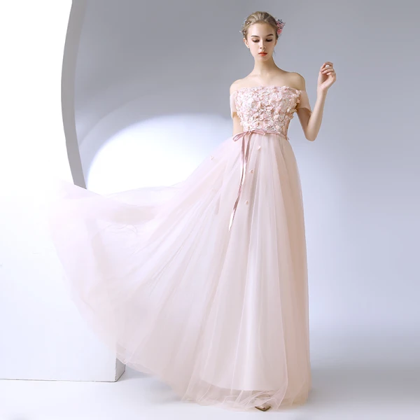 Chic / Beautiful Prom Dresses 2017 A-Line / Princess Lace Flower Crystal Pearl Off-The-Shoulder Backless Short Sleeve Floor-Length / Long Formal Dresses