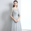 Chic / Beautiful Evening Dresses  2017 A-Line / Princess Lace Sequins Scoop Neck Backless 1/2 Sleeves Floor-Length / Long Evening Party