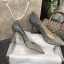 Glittrande Silver Afton Paljetter Pumps 2021 Läder 8 cm Stilettklackar Spetsiga Pumps Högklackade