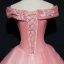 Chic / Belle Robe De Bal 2017 Robe Boule En Dentelle Fleur Perle Paillettes De l'épaule Dos Nu Manches Courtes Longue Robe De Ceremonie