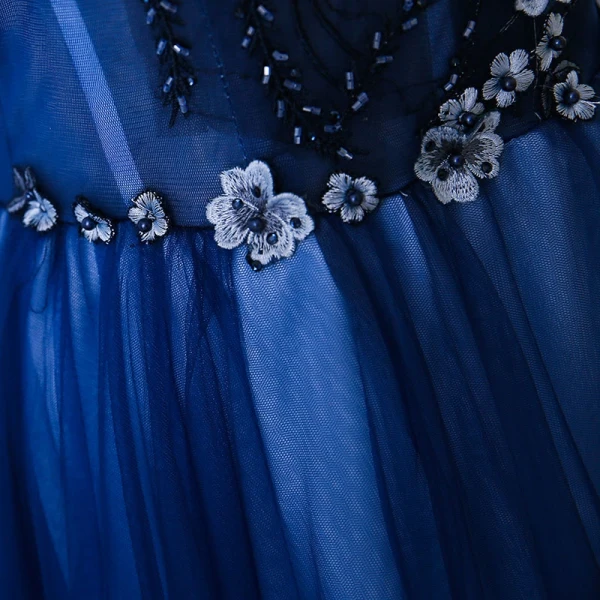 Chic / Beautiful Royal Blue Evening Dresses 2017 A-Line / Princess Lace Flower Crystal Beading Scoop Neck Backless Sleeveless Floor-Length / Long Formal Dresses