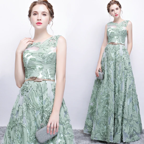 Chic / Belle Robe De Soirée 2017 Princesse Métal Ceinture Encolure Dégagée Longue Robe De Ceremonie