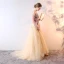 Chic / Beautiful Prom Dresses 2017 A-Line / Princess Lace Flower Beading Pearl Sequins Sleeveless Sweep Train Formal Dresses