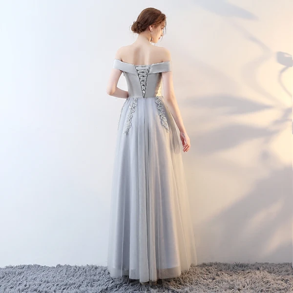 Schöne Abendkleider 2017 A Linie Mit Spitze Blumen Pailletten Off Shoulder Rückenfreies Ärmellos Knöchellänge Festliche Kleider