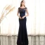 Chic / Beautiful Navy Blue Evening Dresses  2017 Trumpet / Mermaid Crystal Scoop Neck Sleeveless Ankle Length Formal Dresses