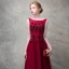 Chic / Belle Bordeaux Robe De Soirée 2017 Princesse En Dentelle Fleur Cristal Fleurs Artificielles Encolure Dégagée Dos Nu Sans Manches Longueur Cheville Robe De Ceremonie