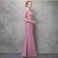 Chic / Beautiful Candy Pink Evening Dresses  2017 Trumpet / Mermaid Lace Sequins Pierced Scoop Neck 1/2 Sleeves Ankle Length Formal Dresses