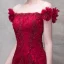 Chic / Belle Bordeaux Robe De Soirée 2017 Trompette / Sirène En Dentelle Fleur Perlage Paillettes Fleurs Artificielles De l'épaule Dos Nu Sans Manches Longueur Cheville Robe De Ceremonie