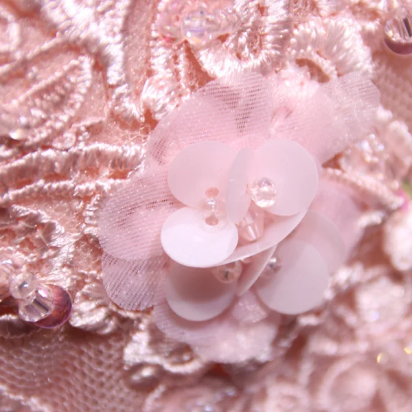 Chic / Belle Perle Rose Robe De Soirée 2017 Princesse En Dentelle Fleur Perlage Fleurs Artificielles V-Cou Dos Nu 3/4 Manches Longue Robe De Ceremonie