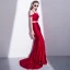 Sexy Bordeaux 2 Pièces Robe De Soirée 2018 Trompette / Sirène Fendue devant Bretelles Spaghetti Dos Nu Manches Courtes Train De Balayage Robe De Ceremonie