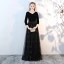 Chic / Belle Noir Robe De Bal 2017 Princesse V-Cou 3/4 Manches Longue Robe De Ceremonie