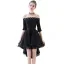 Schöne Schwarz Cocktailkleider 2017 A Linie Spitze Schleife Pailletten Off Shoulder Rückenfreies 1/2 Ärmel Asymmetrisch Festliche Kleider