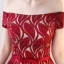 Chic / Beautiful Burgundy Evening Dresses  2017 A-Line / Princess Bow Off-The-Shoulder Backless Short Sleeve Floor-Length / Long Formal Dresses