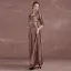 Chic / Beautiful Brown Mother Of The Bride Dresses 2018 A-Line / Princess Crystal Sequins Strapless 1/2 Sleeves Ankle Length Wedding Party Dresses