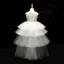 Chic / Beautiful Detachable Flower Girl Dresses 2017 Ball Gown Lace Appliques Crystal High Neck Sleeveless Asymmetrical Wedding Party Dresses