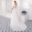 Modern / Fashion Ivory Evening Dresses  2018 A-Line / Princess Lace Flower Split Front V-Neck Backless Sleeveless Court Train Formal Dresses