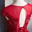Chic / Beautiful Burgundy Evening Dresses  2018 A-Line / Princess Appliques Lace Flower Beading Crystal Sequins Scoop Neck Backless Cap Sleeves Floor-Length / Long Formal Dresses
