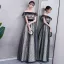 Modern / Fashion Black Prom Dresses 2018 A-Line / Princess Spotted Off-The-Shoulder Backless Short Sleeve Floor-Length / Long Formal Dresses