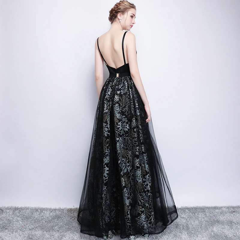 chinese dress ladies Long Sleeve Black Lace Mermaid Prom Dresses See Through Trumpet Formal Dress APD3366 main image 0