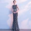 Scintillantes Robe De Ceremonie 2017 Trompette / Sirène Paillettes Métal Ceinture Encolure Dégagée Sans Manches Longue Robe De Soirée