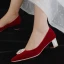 Elegant Red Wedding Shoes 2021 Pearl 5 cm Thick Heels Block Heels Pointed Toe Wedding Pumps High Heels