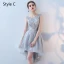 Chic / Beautiful Sky Blue Bridesmaid Dresses 2017 A-Line / Princess Lace Flower Backless Short Bridesmaid Wedding Party Dresses