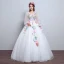 Affordable Flower Fairy Yellow Prom Dresses 2018 Ball Gown Appliques V-Neck Backless 3/4 Sleeve Floor-Length / Long Formal Dresses