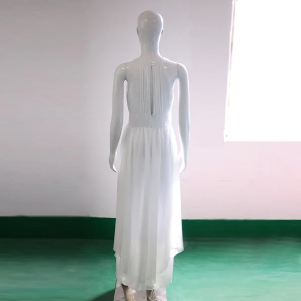 Simple Désinvolte Bordeaux Robes longues 2018 Princesse Dos Nu Encolure Dégagée Sans Manches Longueur Cheville Vêtements Femme