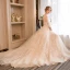 Élégant Champagne Robe De Mariée 2018 Princesse Appliques Encolure Dégagée 1/2 Manches Dos Nu Tribunal Train Mariage