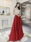 Modern / Fashion Burgundy Evening Dresses  2019 A-Line / Princess Beading Rhinestone V-Neck Backless Sleeveless Sweep Train Formal Dresses