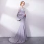 Amazing / Unique Grey Evening Dresses  2018 Trumpet / Mermaid Sequins Scoop Neck Long Sleeve Sweep Train Formal Dresses