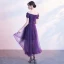 Schöne Violett Cocktailkleider 2017 A Linie Schleife Applikationen Kristall Off Shoulder Rückenfreies Asymmetrisch Festliche Kleider