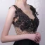 Elegant Black Evening Dresses  2018 A-Line / Princess Lace V-Neck Sleeveless Court Train Formal Dresses