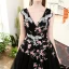 Chic / Beautiful Black Prom Dresses 2018 A-Line / Princess Embroidered V-Neck Backless Sleeveless Court Train Formal Dresses
