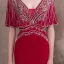 Lyx Burgundy Aftonklänningar 2018 Trumpet / Sjöjungfru Beading Kristall Rhinestone V-Hals Halterneck Korta ärm Domstol Tåg Formella Klänningar