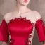 Elegant Red Evening Dresses  2018 Trumpet / Mermaid Beading Scoop Neck 1/2 Sleeves Sweep Train Formal Dresses