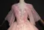 Elegant Pearl Pink Prom Dresses 2018 Ball Gown Lace Appliques Pearl Rhinestone Feather V-Neck Backless 1/2 Sleeves Floor-Length / Long Formal Dresses