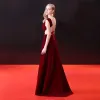 Sexy Evening Dresses  2018 A-Line / Princess Rhinestone Sash Scoop Neck Backless Sleeveless Floor-Length / Long Formal Dresses