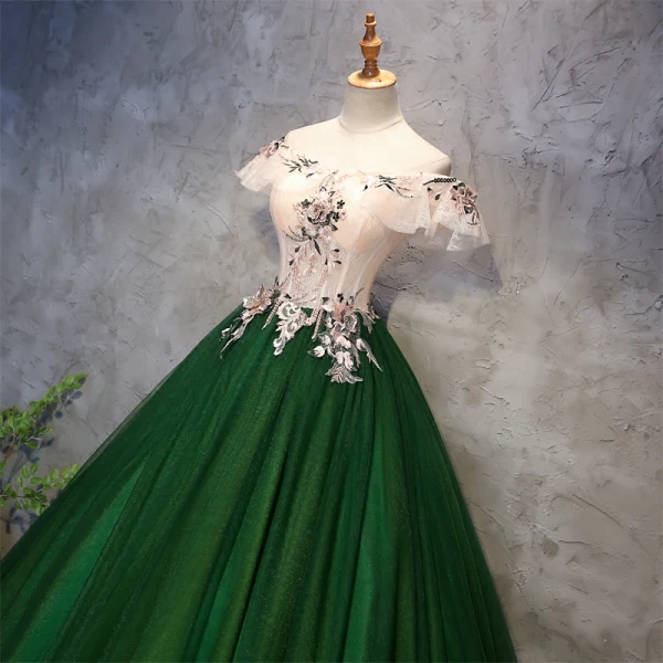 Chic / Beautiful Prom Dresses 2018 Ball Gown Appliques Pearl Off-The-Shoulder Backless Sleeveless Floor-Length / Long Formal Dresses