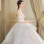 Chic / Beautiful Cascading Ruffles Wedding Dresses 2018 Ball Gown Lace Appliques Embroidered Scoop Neck Backless 3/4 Sleeve Royal Train Wedding