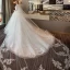 Chic / Belle Blanche Robe De Mariée 2018 Robe Boule En Dentelle Appliques Col Haut Dos Nu 1/2 Manches Cathedral Train Mariage