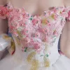 Chic / Beautiful Multi-Colors Wedding Dresses 2018 Ball Gown Appliques Crystal Off-The-Shoulder Backless Sleeveless Royal Train Wedding