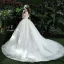 Schöne Weiß Brautkleider 2018 Ballkleid Applikationen Strass Off Shoulder Rückenfreies Ärmellos Königliche Schleppe Hochzeit